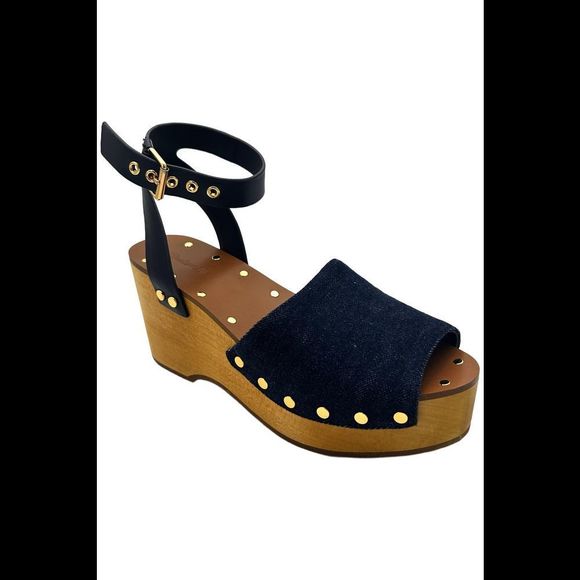 Madewell Women's Ankle-Strap Platform Clog Sandal Dark Denim - Medium - Picture 1 of 3